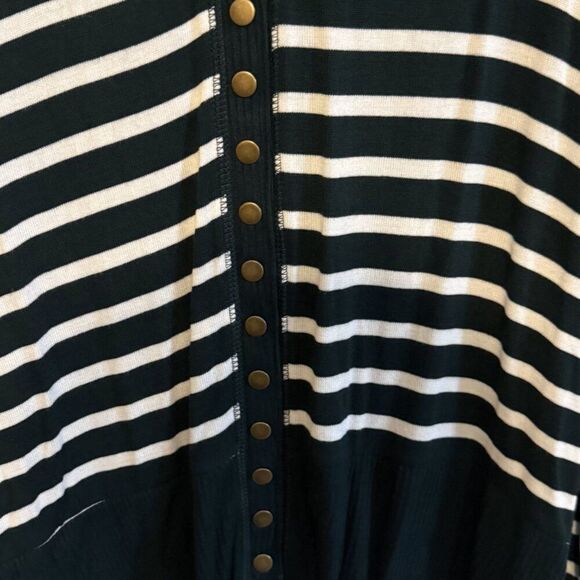 Zenana Dark Green & White Striped Sweater – Size 3X, NWT, Button Detail - Picture 4 of 6